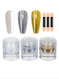 3-piece mirror-finish nail polish powder set, perfect for DIY nail art and creating captivating artistic nail designs. A great t