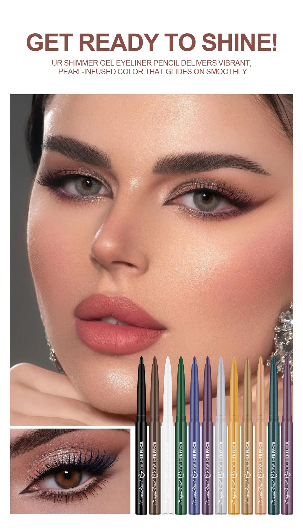 Eyeliner Pen Is Waterproof, Sweat-Proof, and Does Not Smudge, Easy for Beginners to Use, Available in Green, Purple, and Black, Long-Lasting and Does Not Come Off Easily