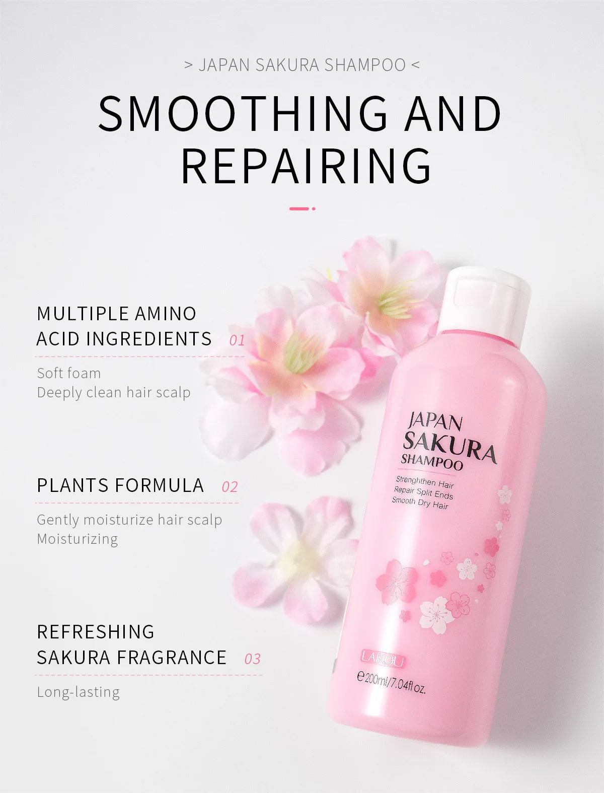 LAIKOU Sakura Shampoo Hair Conditioner Moisturizing Nourishing Repair Damaged  Anti Dandruff Oil Control Shampoos Cleansing Care