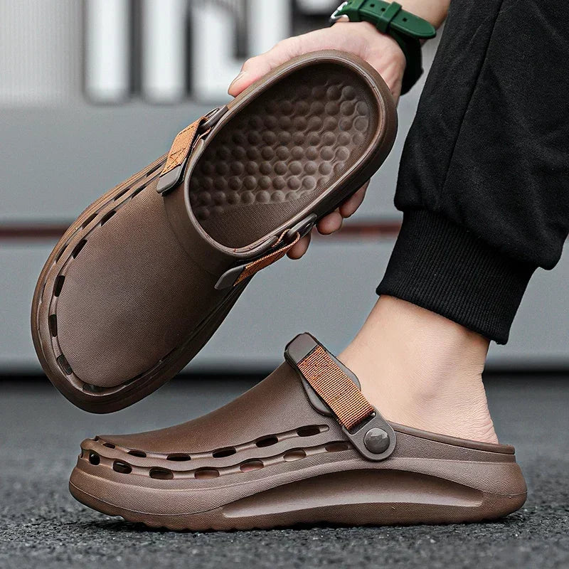 Solid Color Mens Sandals Fashion Trendy Lightweight Outdoor Travel Essentials Beach Shoes Casual Men’s Slippers