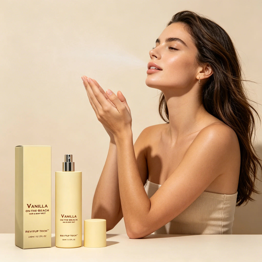 Vanilla Beach Fragrance Spray, naturally fresh with delicate and elegant lingering scent, everyday romantic charm, portable frag