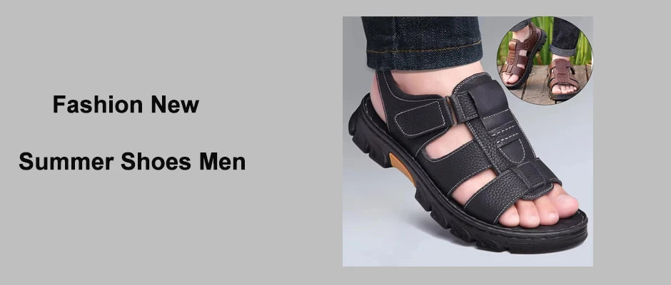 Sandals for Men Slippers Genuine Leather Luxury Brand Fashion  Men Flats Casual Non-slip Beach Sandalia Zapatos Hombre 2024
