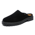Black Men's Half Shoes Summer Casual Shoes Comfortable Suede Leather Shoes For Men Loafers Breathable Slip-on Shoes Man Slippers
