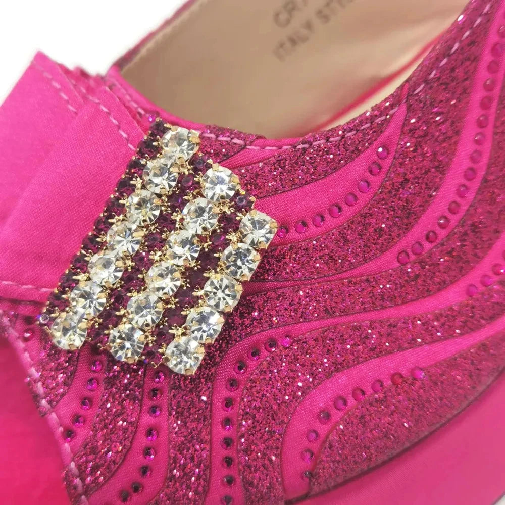 Sandals Italian Fashion Casual Flat Slippers Hollowed Out With Diamonds Women's Shoes African Party Outdoor Shoes