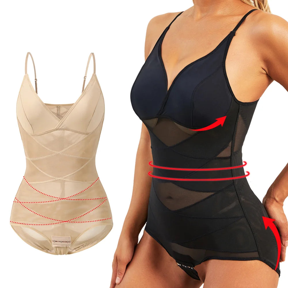 Girdles for Women Sculpting Bodysuit Cross Compression ABS Shaping Slimming Shapewear Full Body Shaper Tummy Control Faja Corset