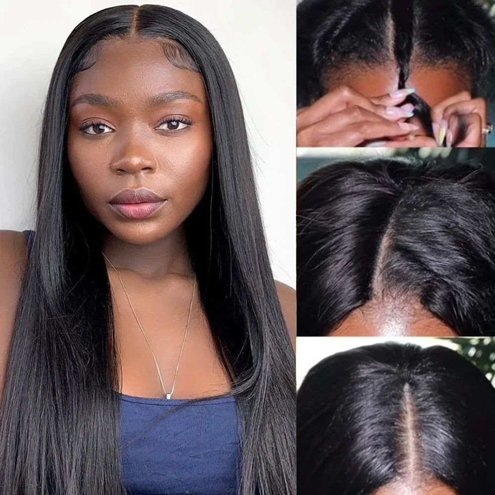 Straight Wig  Glueless  Natural Color No Sew In No Glue No Leave Out V Part Wigs