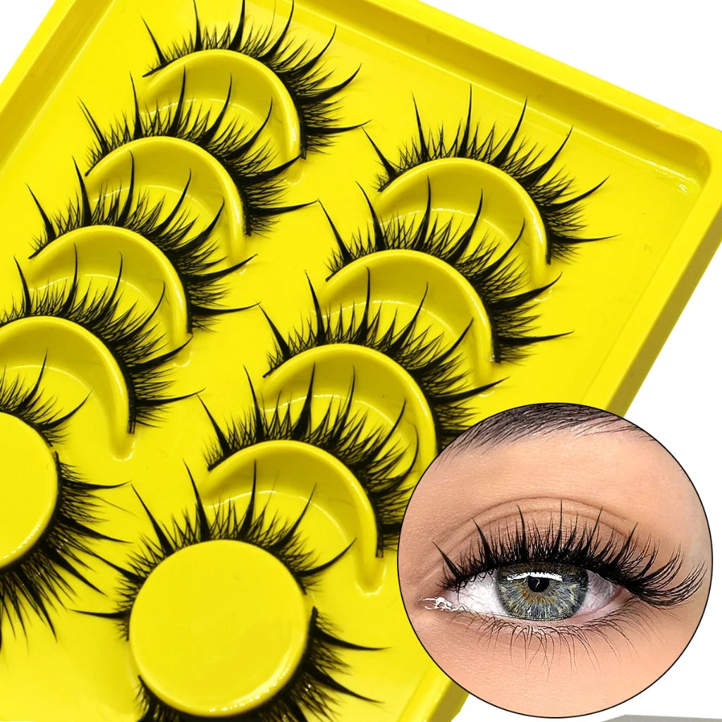 VELTRINAY Manga Lashes False Lashes Dramatic Faux Mink Lashes Wispy Natural Look Fox Eye Lashes Fake Lashes Makeup
