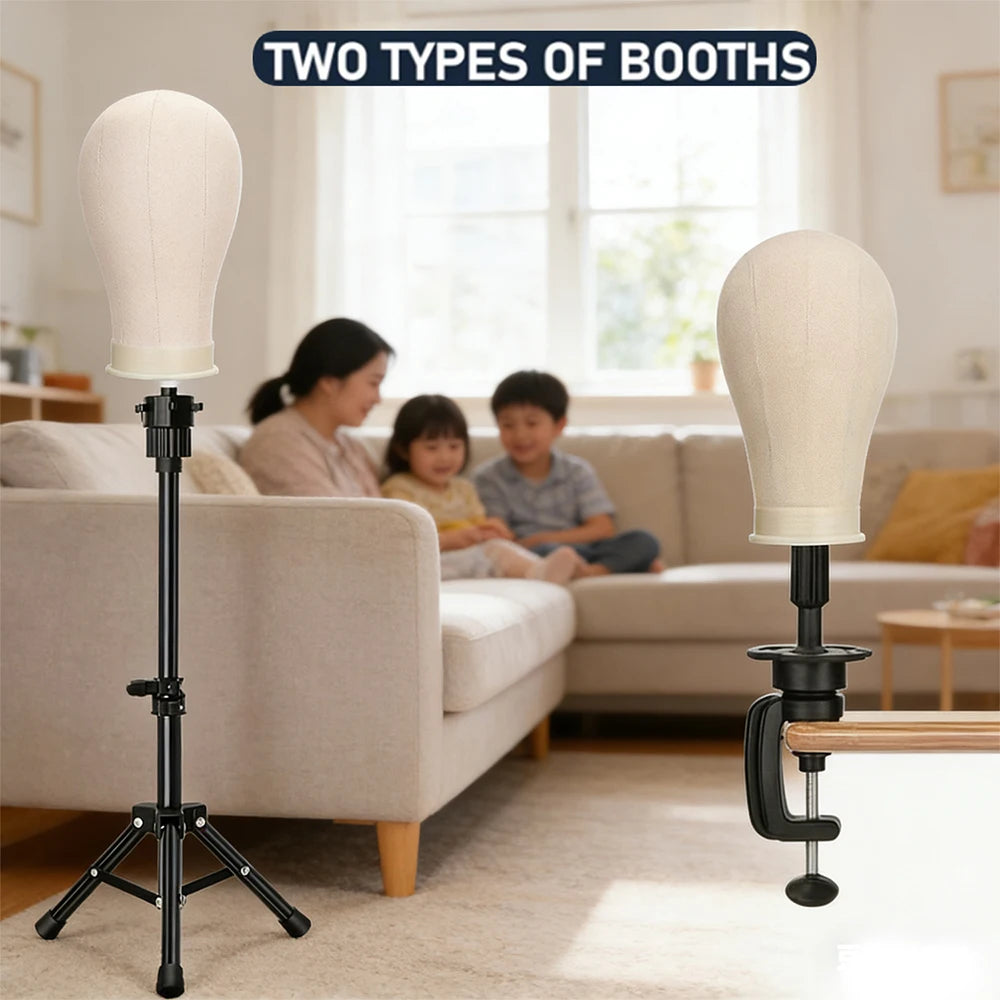 Wig Head Mannequin Head for Wigs, Wig Stand with Head for Hair Styling Practice Display Wigs Making Tripod Stand with T Pins Set