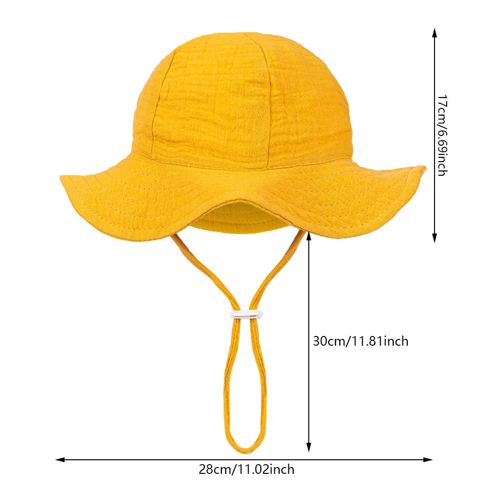 Floral Print Baby Bucket Hats Adjustable Solid Caps for Infant Boys Girls Sunscreen Outdoor Beanies Beach Fishing Headwraps