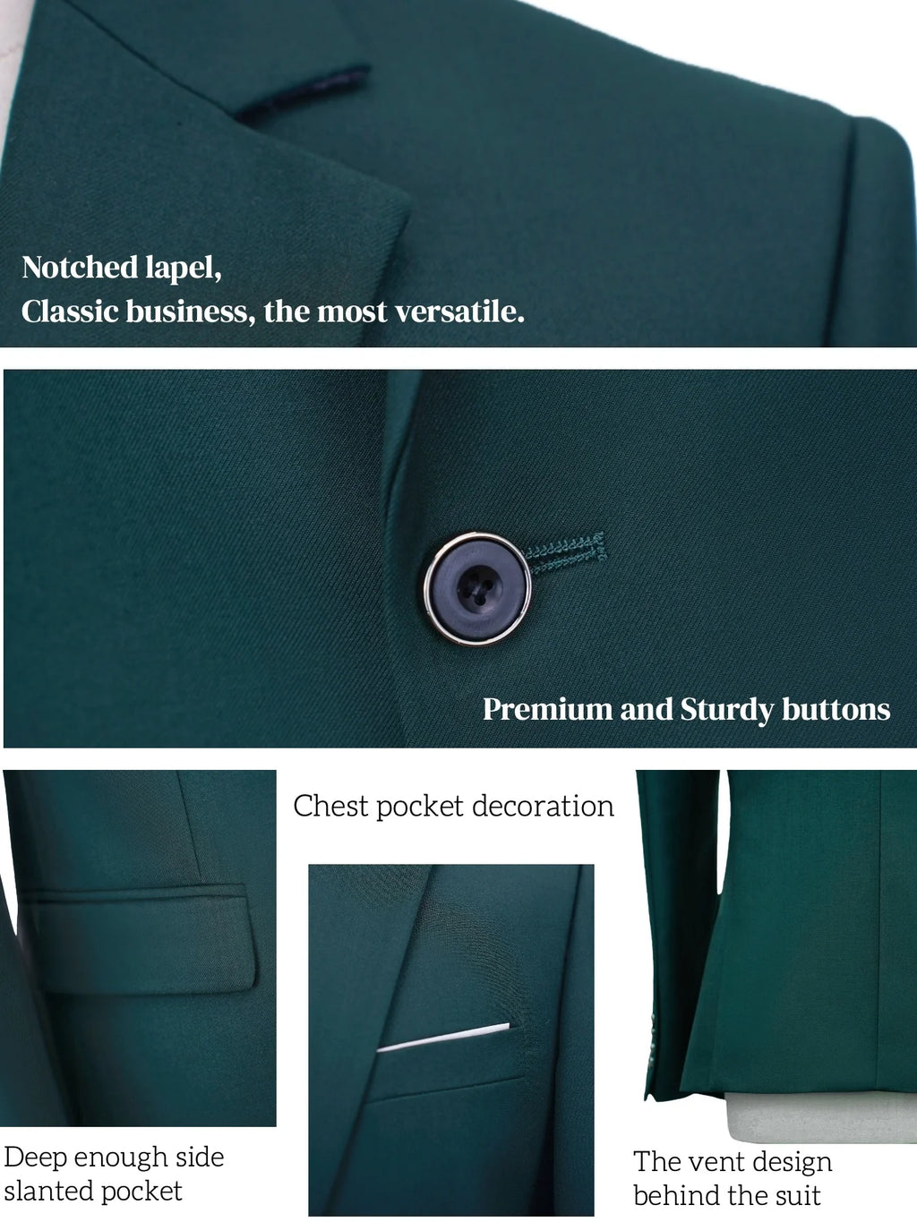 Men's Suit 2pcs Set, Elegant Formal Jacket And Pants, Great Wear for Wedding, Party And Formal Dinner