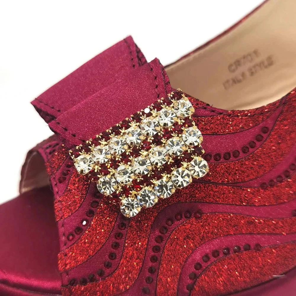 Sandals Italian Fashion Casual Flat Slippers Hollowed Out With Diamonds Women's Shoes African Party Outdoor Shoes