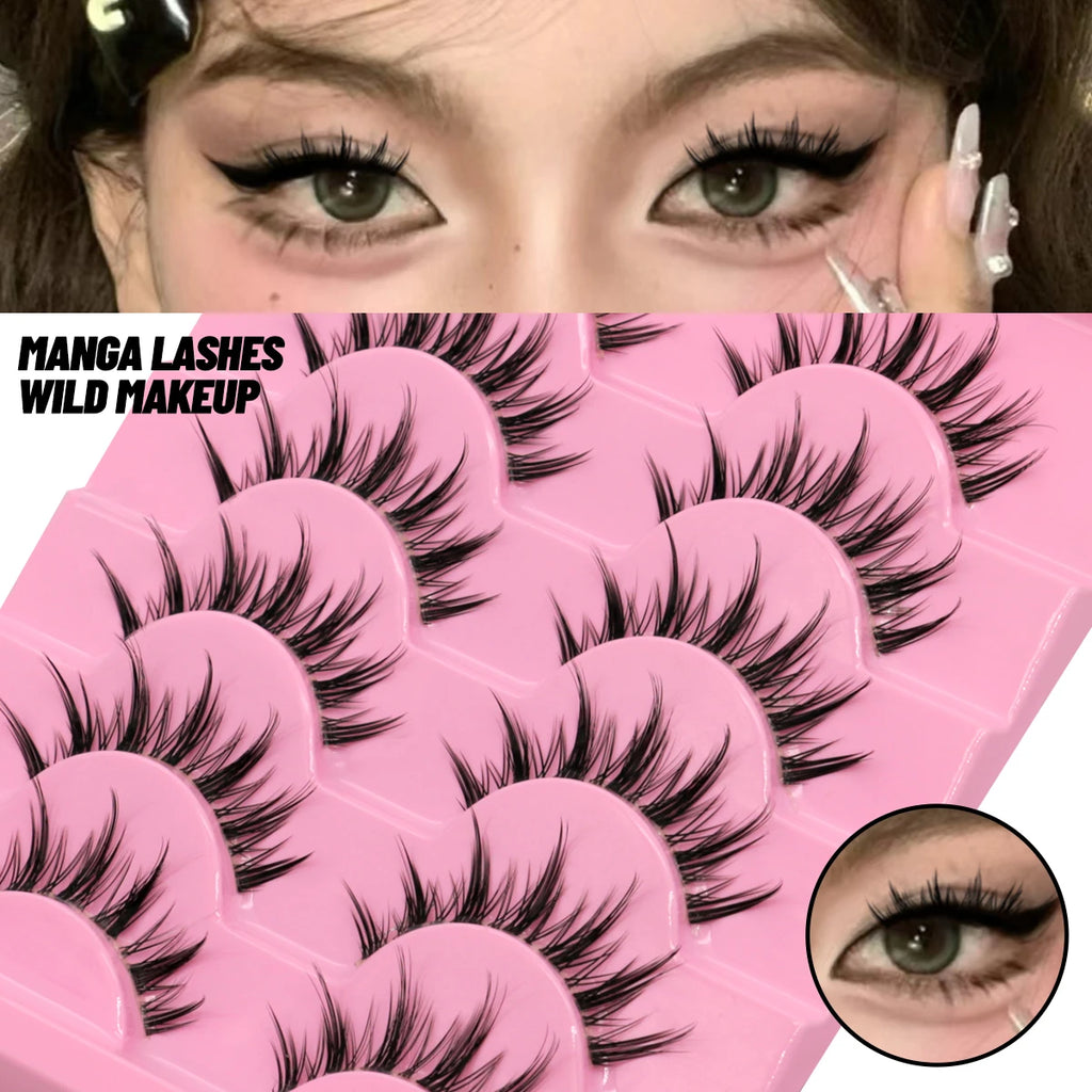Veltrinay Natural False Eyelashes Manga Lashes 3d Faux Mink Lashes Look Realistic Soft Cross Lashes Fake Lashes Makeup