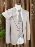 elegant man suits high quality 3 piece （Jacket + vest + pants）slim fit formal office and leisure banquet groom's suit