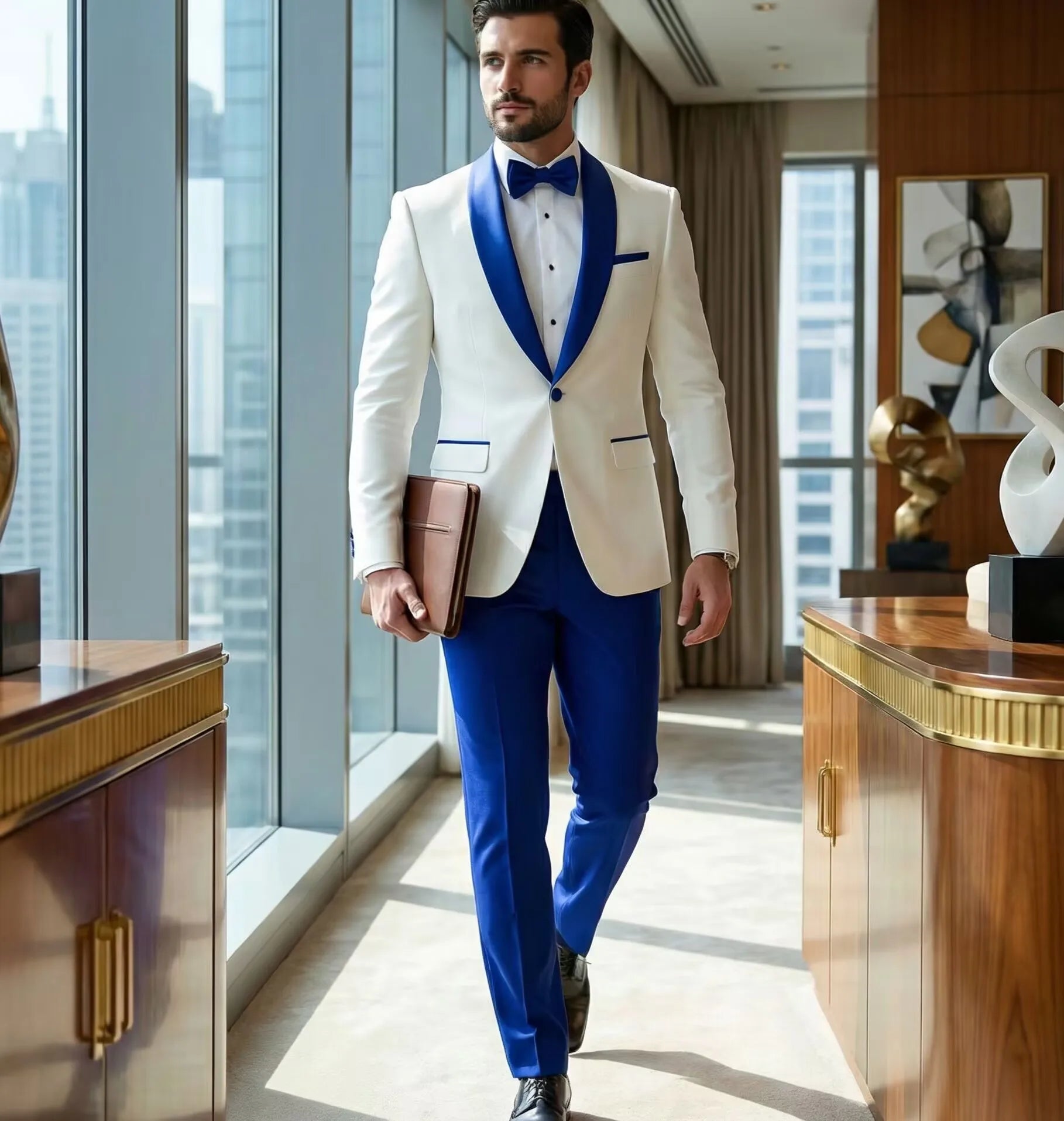White 2 Pieces Men Suits Slim Fit Shawl Lapel Formal Best Man Wedding Groom Wear Blazer Sets Party Tuxedos Trajes De Hombre