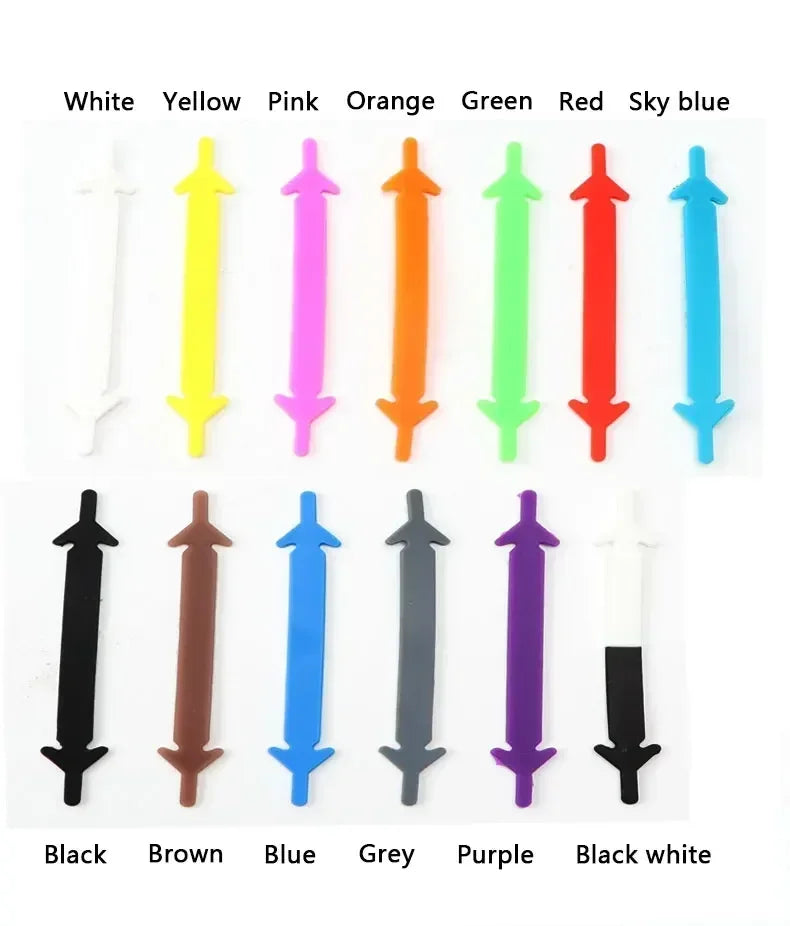 NEW 12pcs/lot Silicone Shoelaces No Tie Elastic Shoe Laces Special Shoestrings for Kid/Adult Lacing Rubber Sneakers Shoe Lace