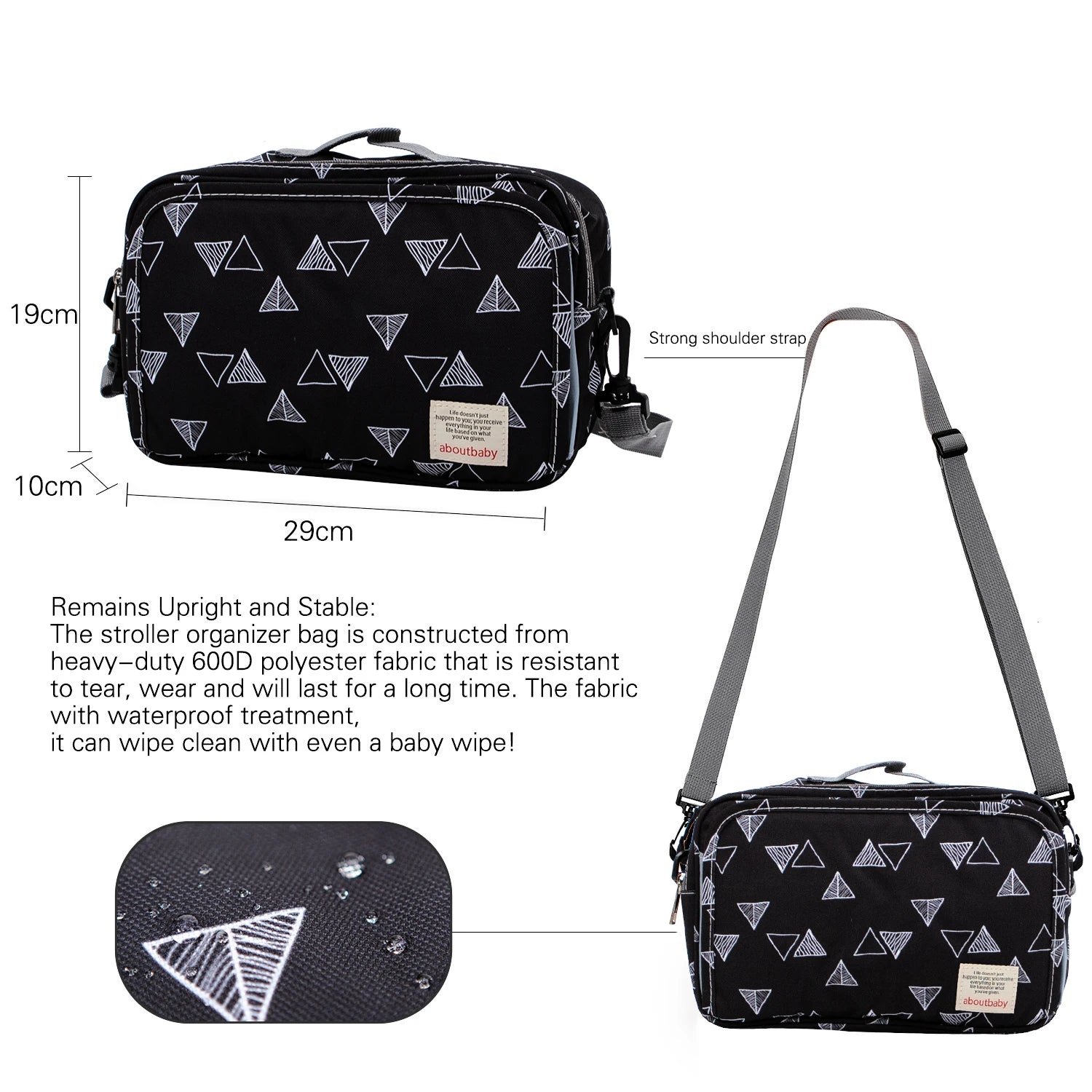 Baby Stroller Bag Waterproof Portable Outing Travel Mummy Bag Multifunction Diaper Bottle Storage Hanging Bag Pram Organizer