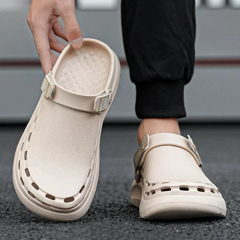 Solid Color Mens Sandals Fashion Trendy Lightweight Outdoor Travel Essentials Beach Shoes Casual Men’s Slippers