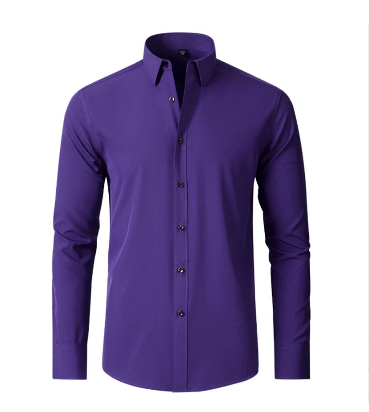 6xl summer black White Oversize men's long-sleeved Dress shirt  High quality elastic force non-iron  business casual