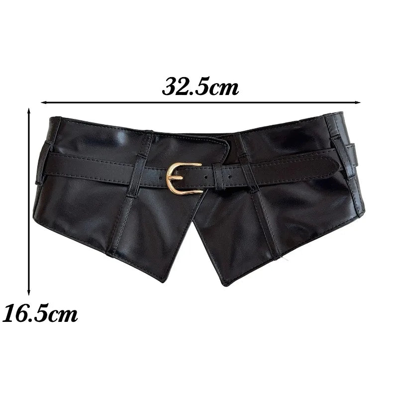 Fashion Decorative Wide Belts Women Black Coffee Elastic PU Waistband Classic Pin Buckle Belts Corset Cincher for Dresses Coats