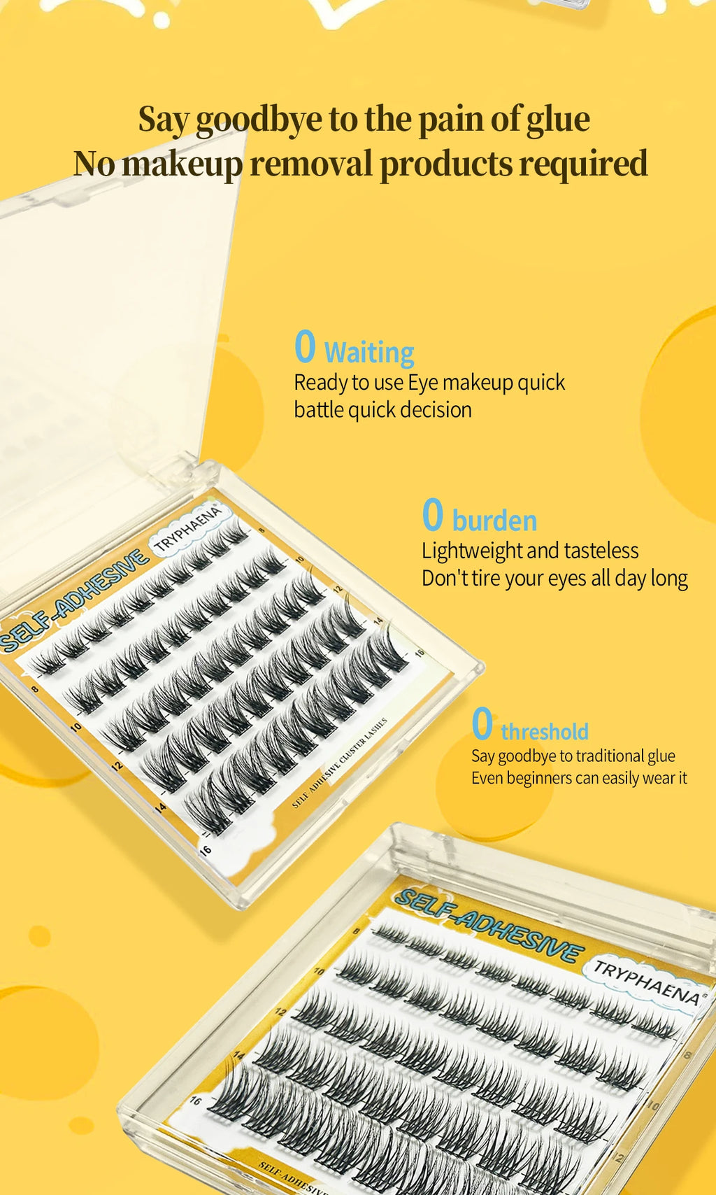 Self Adhesive Cluster Lashes Reusable DIY Lash Extensions Kit No Glue Needed Individual Eyelash Set Wispy Natural Lash Clusters