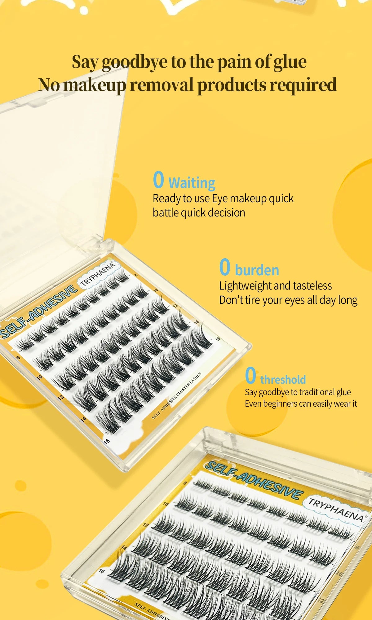 Self Adhesive Cluster Lashes Reusable DIY Lash Extensions Kit No Glue Needed Individual Eyelash Set Wispy Natural Lash Clusters