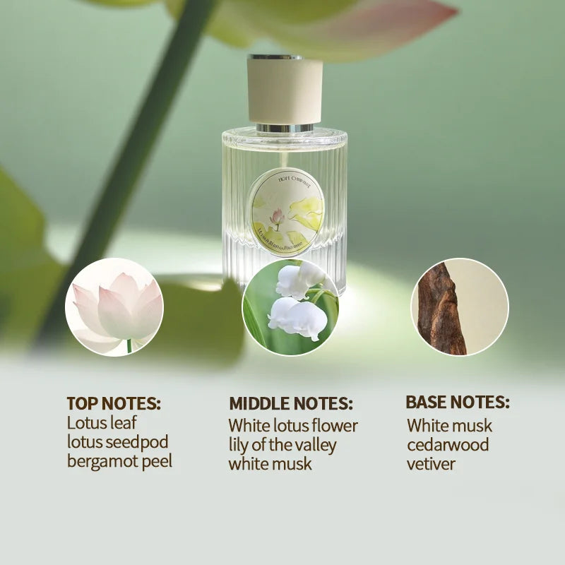 Fresh Lotus Perfume, long-lasting floral and woody fragrance, Oriental beauty, blended with lotus and jasmine,