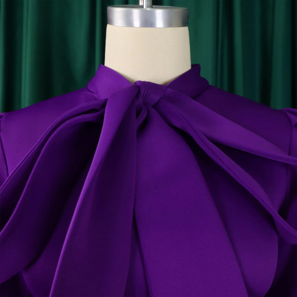 Elegant Party Dresses for Woman 2024 Luxury Bow Collar Short Sleeve High Waisted A Line Pleated Ankle Length Birthday Party Robe
