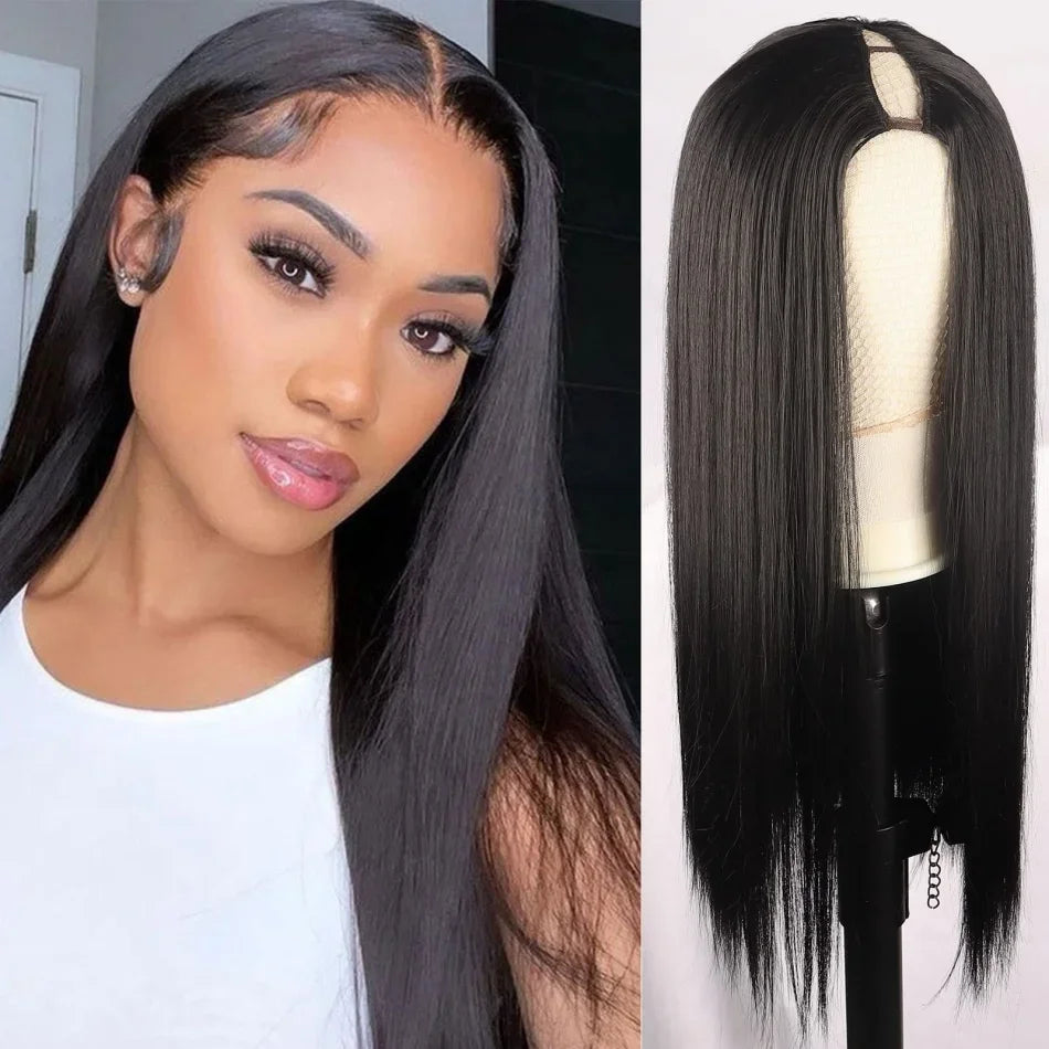 Straight Wig  Glueless  Natural Color No Sew In No Glue No Leave Out V Part Wigs