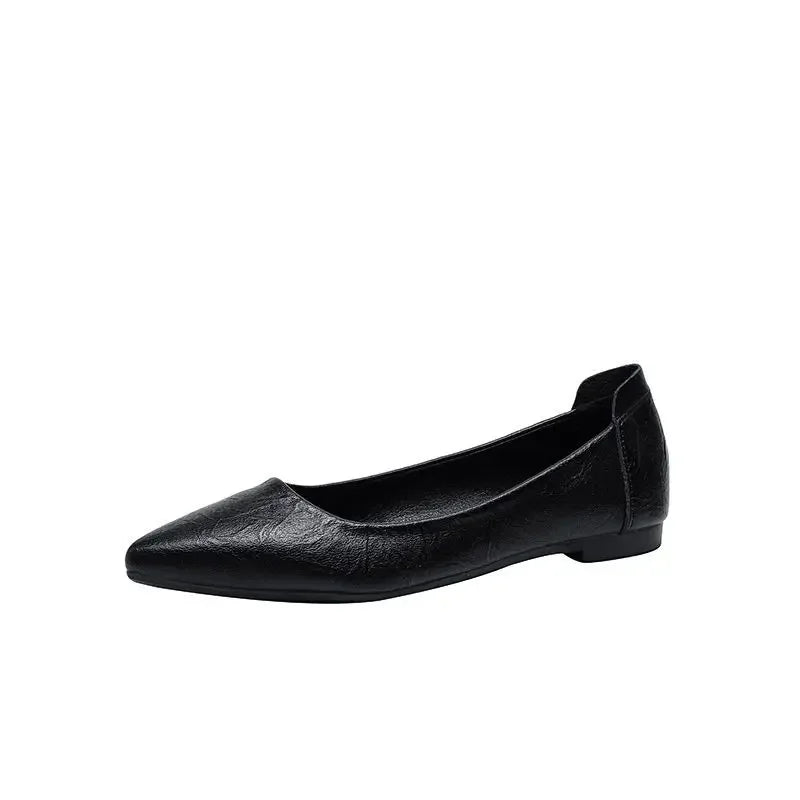 Black Woman Footwear Office Flat Shoes For Women Pointed Toe Fashion Leather Casual Moccasins Flats Fashion Young Korean Style L