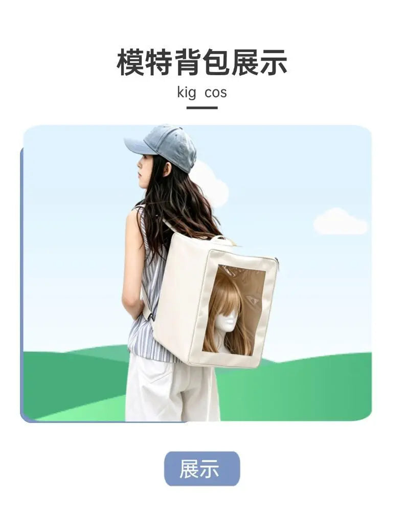 Wig Storage Bag Head Model Organizer Box Backpack Wig Protective Pouch Portable Dustproof Waterproof Travel Breathable Wig Carry