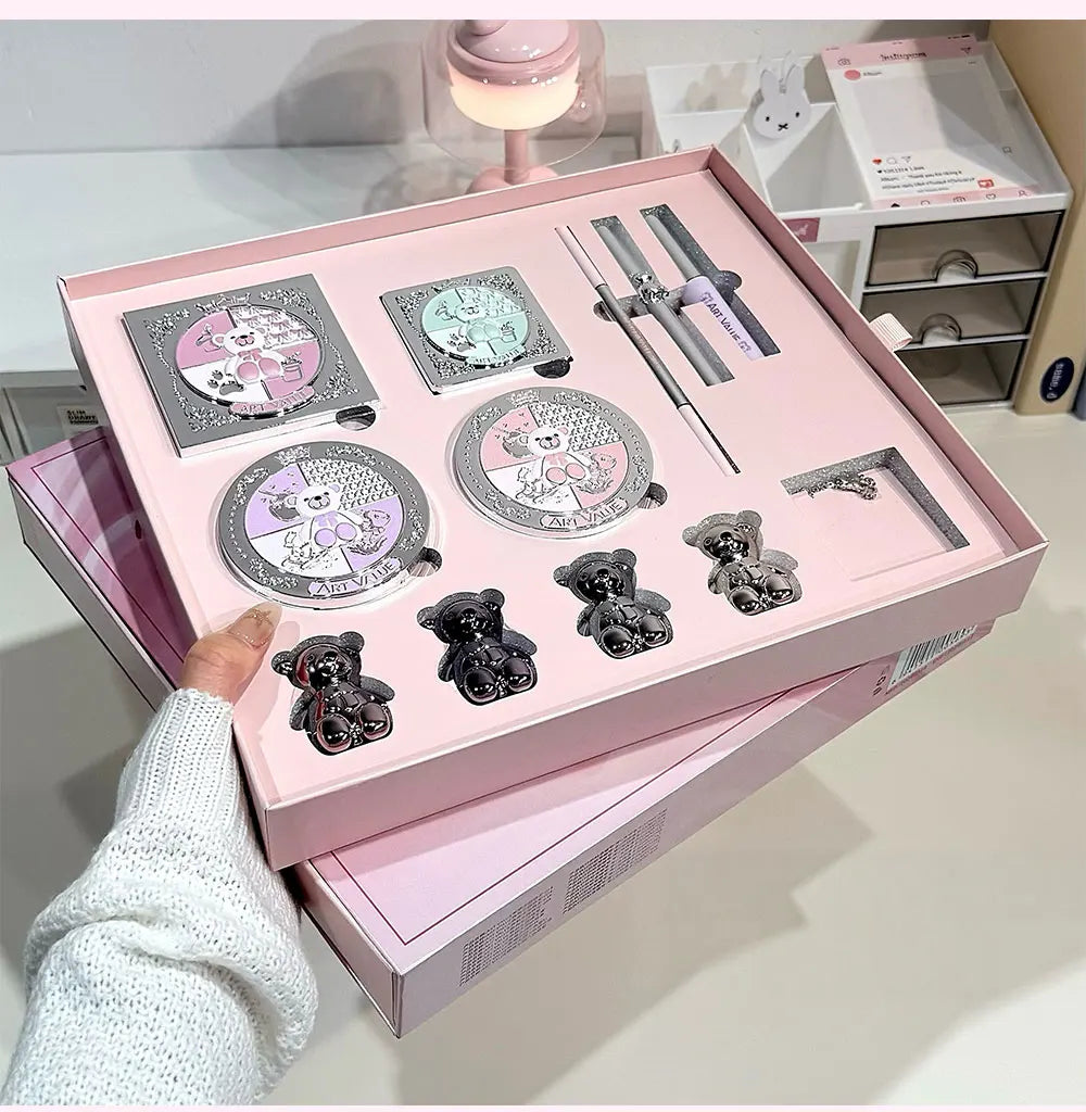 Marie Set de Maquillaje Facial Art Value — Incluye 4 Lip Mud, Lápiz de Cejas, Máscara, Tinte de Cejas, Polvo Compacto, Rubor, Contorno y Sombras de Ojos