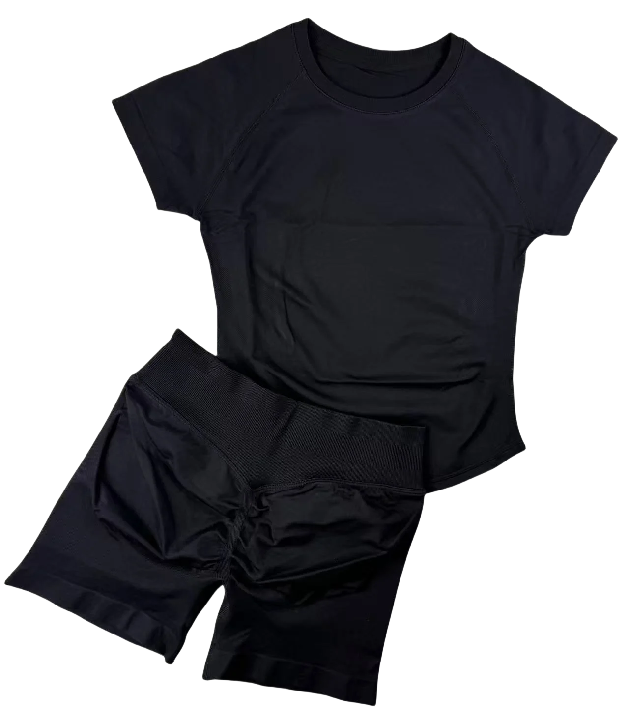2 Pcs  Impact Sports Sets Short Sleeve Seamless Yoga Top Fitness Set Women Workout Running Sports Shorts Gym Suit