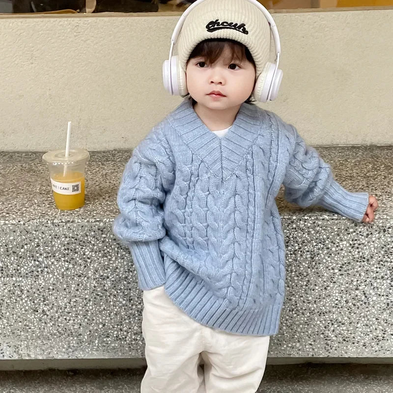 Mother And Daughter Sweater Mom And Son Matching Clothes Equal Korean Fashion Children's Clothing Women Winter Knit Tops Jumper
