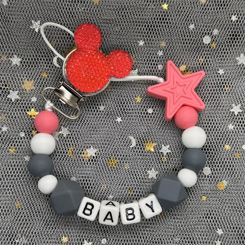 2024 Baby Teether Handmade Personalized Name Pacifier Clips Holder Chains Silicone Pacifier Chain Clips Baby Teething Chain Gift