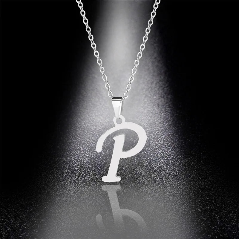 A To Z 26 Letters Initial Minimalist Stainless Steel Pendant Necklaces For Women 26 Alphabet Birthday Gifts Jewelry