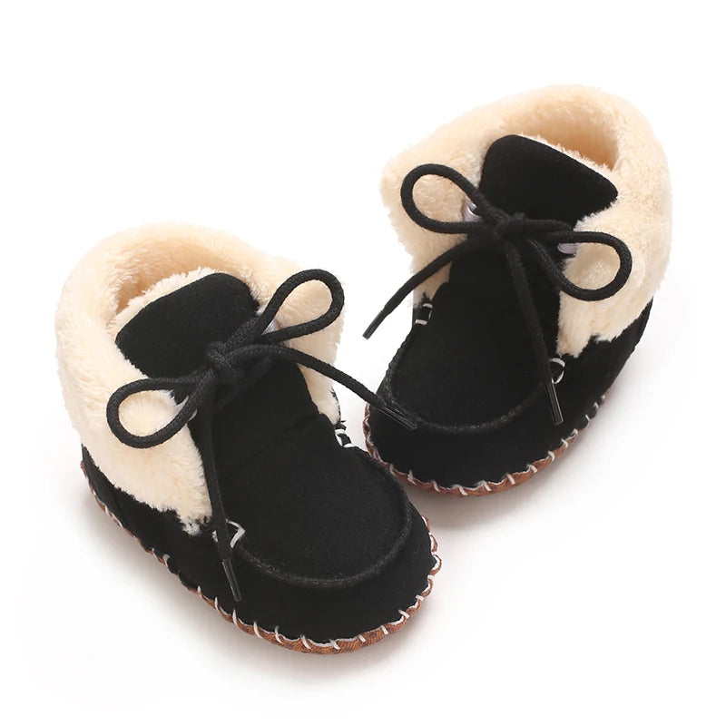 Autumn and Winter Baby Plush Thick Warm Cotton Shoes 0-18 Months Soft Soled Comfortable Non Slip Boots