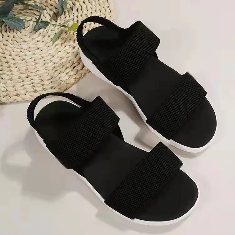 Sandals Elegant Low Heel Women's Orthopedic Shoes Women's Open Toe 2023 Solid Color New Large 25-45 Flat Thick Heel Casual Shoes