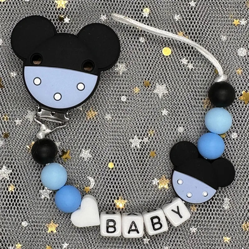 2024 Baby Teether Handmade Personalized Name Pacifier Clips Holder Chains Silicone Pacifier Chain Clips Baby Teething Chain Gift