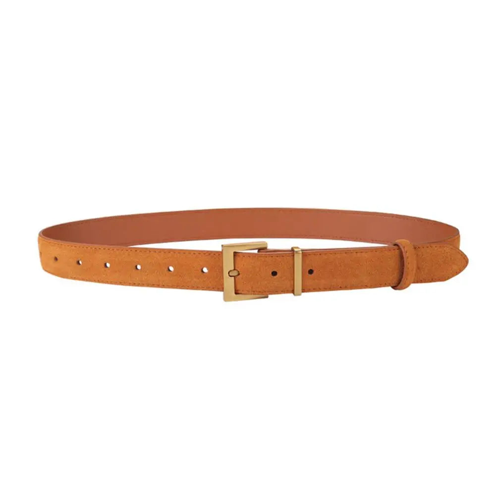 Women Belt Suede Cowhide Genuine Leather Belt 2.8cm Wide Fashion Belts With Metal Buckle Matched For Jeans Dresses Waistband