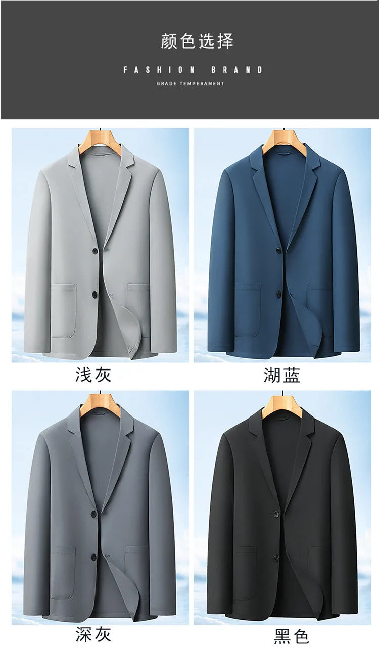 Men's suit - breathable pure color single-layer lightweight summer/autumn sun protection business-fit single-layer jacket