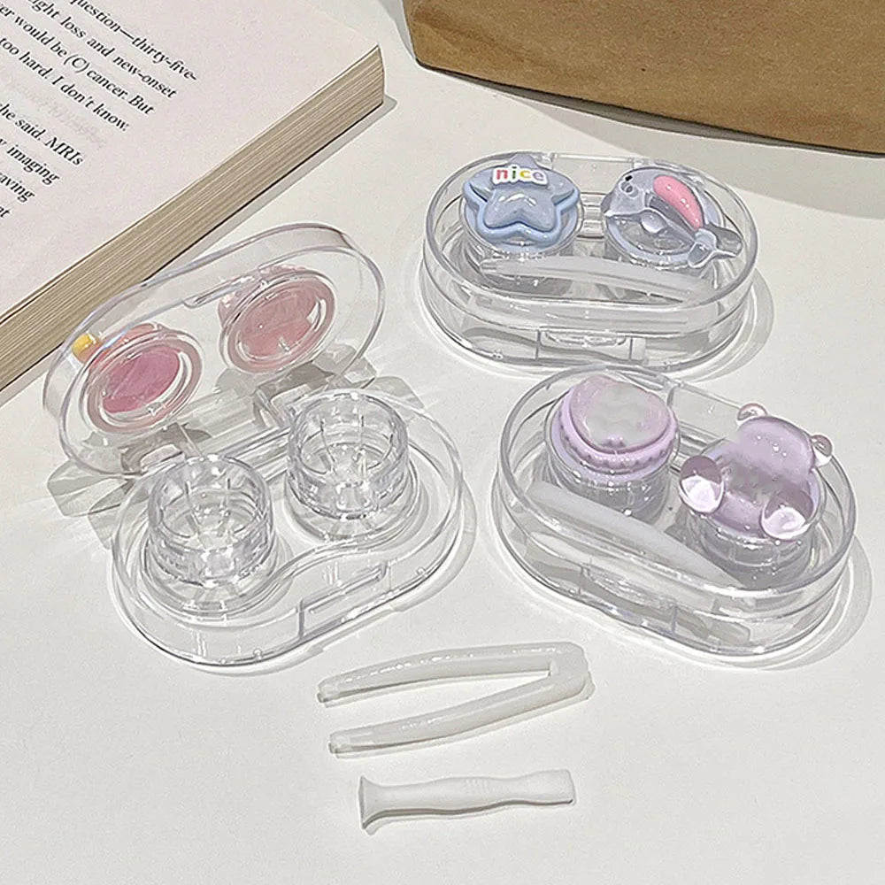 Colored Contact Lenses Box Cute Fashion Contact Lens Box Mini Lens Case Set Popsicle-Shaped Contact Lens Container For Personal