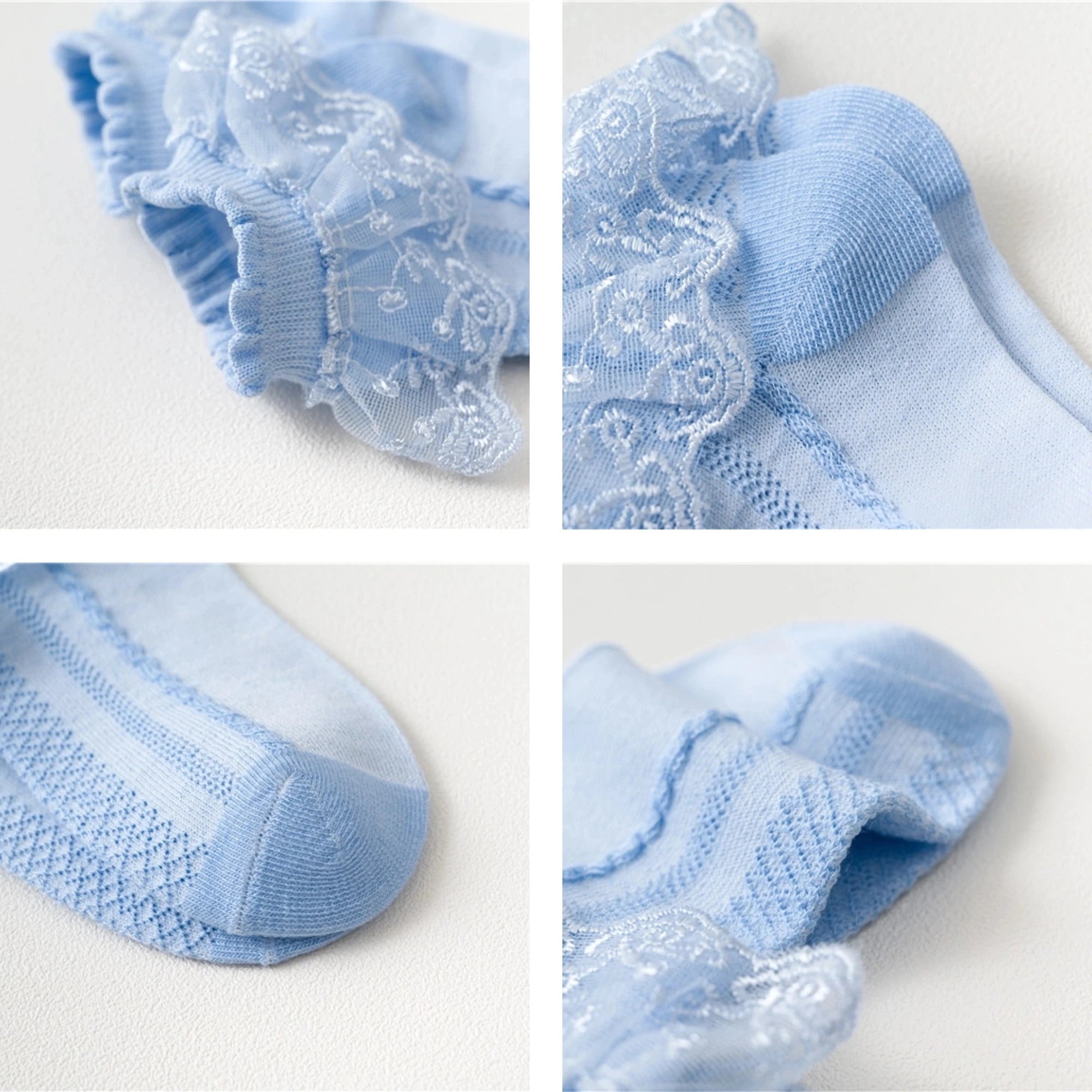 4Pairs Baby Girls Lace Socks Spring Summer Ruffle Princess Mesh Children Ankle Short Breathable Cotton Toddler Kids Socken 1-6Y