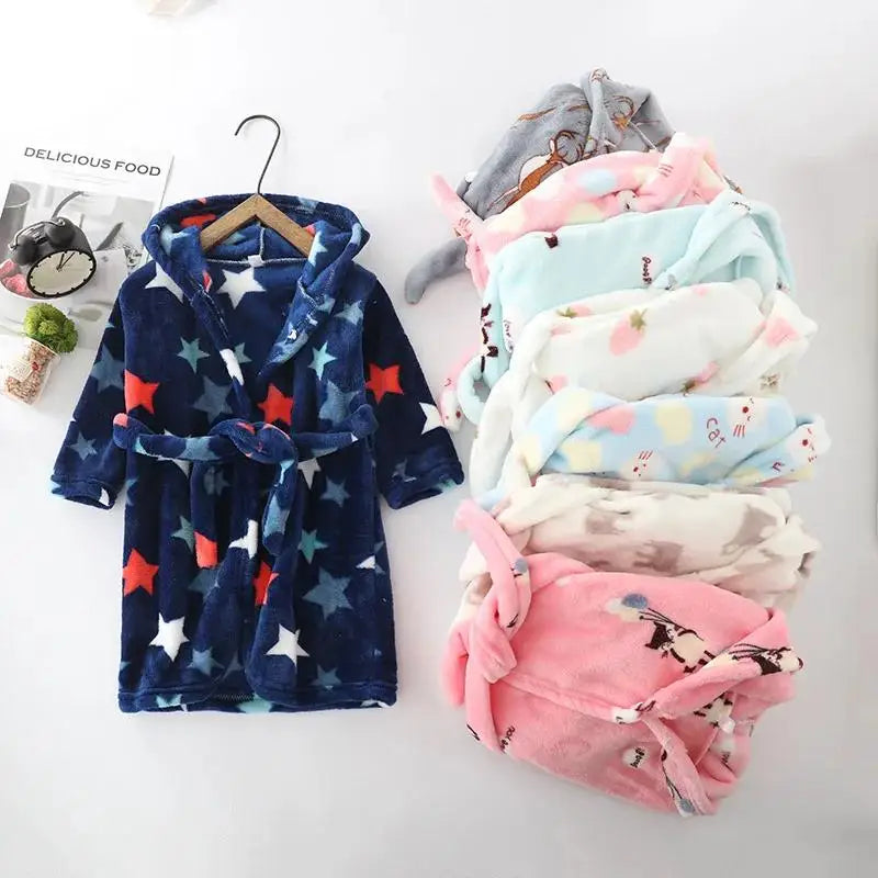 Autumn Baby Boys Pajamas Children Clothes Girls Boys Robes Winter Sleepwear Bathrobe Spring Kids Hooded Bathrobe Girls Clothing