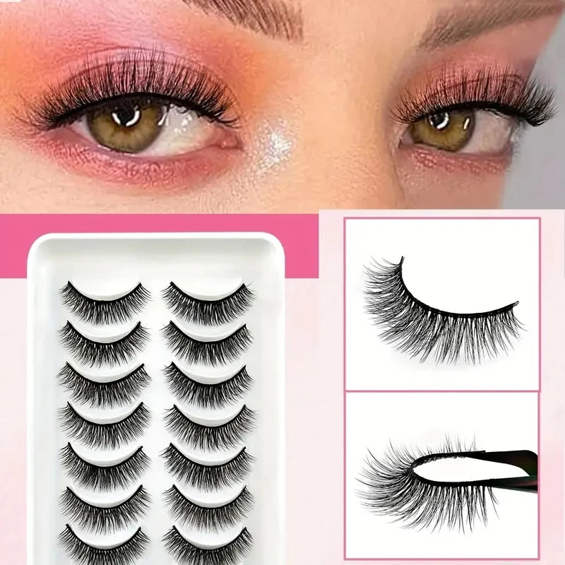 10 pairs of natural and simple long false eyelashes, all handmade and artificial, with a light and natural feeling as if they we