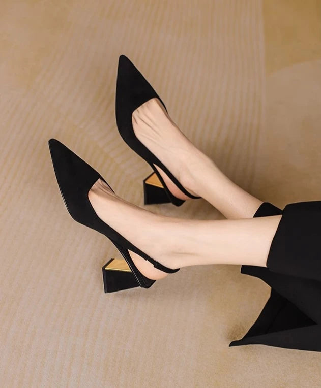 Black Sandals Women Summer New Fashion Women's Pointed Square Heel Sandals Pumps Women Shoes Office Dress Shoes Sexy High Shoes