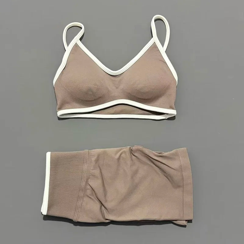 2 Piece Workout Sets Women High Stretch Scrunch Butt Ignite Shorts Sports Bra Gym Fitness Jogging Cycling Active Sports Suits