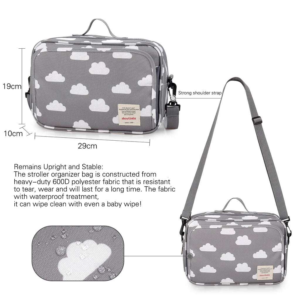 Baby Stroller Bag Waterproof Portable Outing Travel Mummy Bag Multifunction Diaper Bottle Storage Hanging Bag Pram Organizer