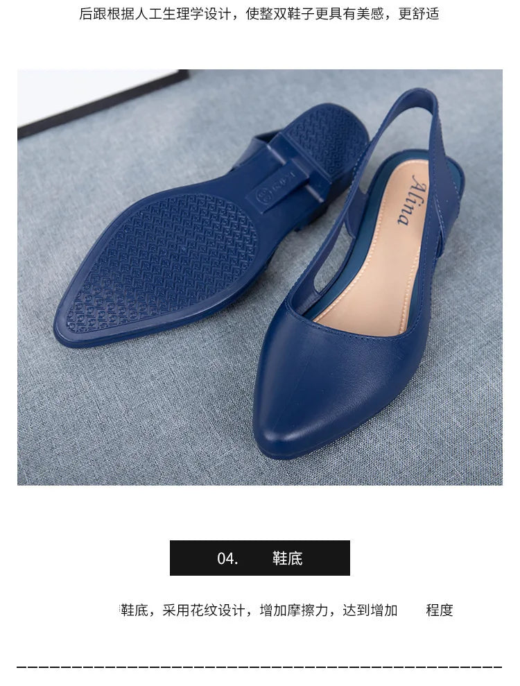 Sandals  Fashion New Elegant Women Shallow Mouth Medium Low Heel Non-slip Shoes Breathable Casual Comfortable Jelly Sandals