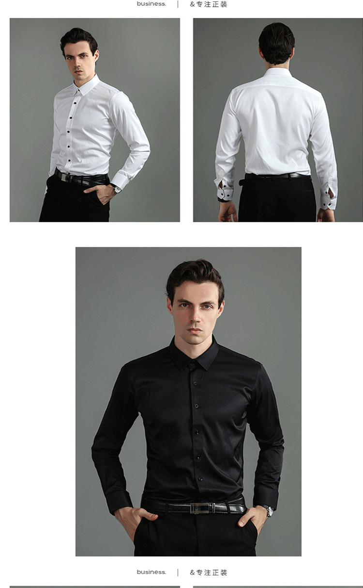 6xl summer black White Oversize men's long-sleeved Dress shirt  High quality elastic force non-iron  business casual