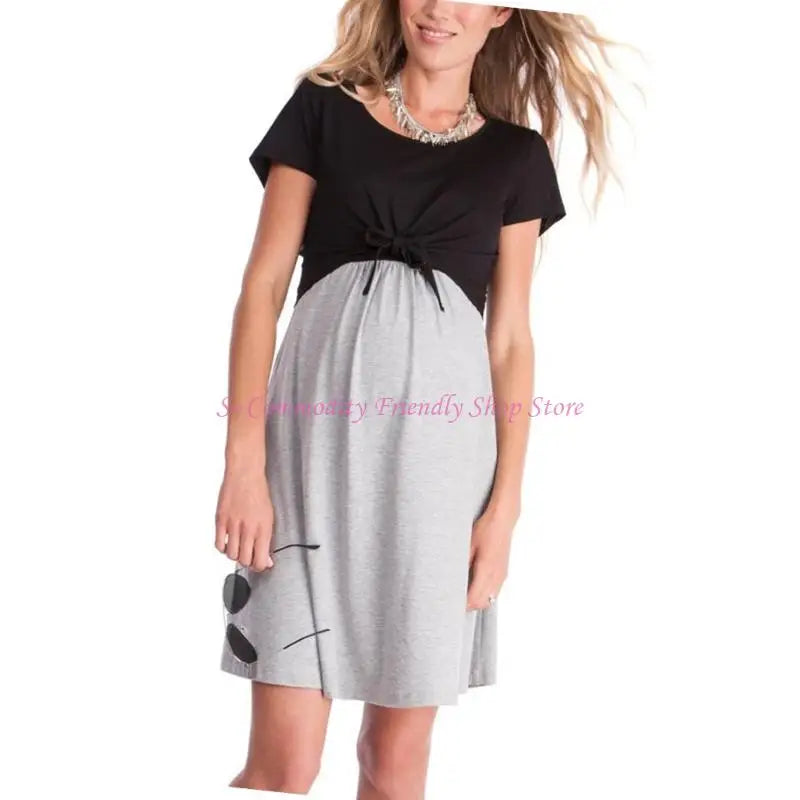 85AE Maternity Dress for Stylish Look Comfortable Short Sleeve Bodycon Dress